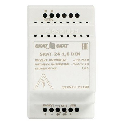 Источник бесперебойного питания SKAT-24-1.0 DIN (598)-1 от Бастион — характеристики, рекомендации и обзор устройства, фронт