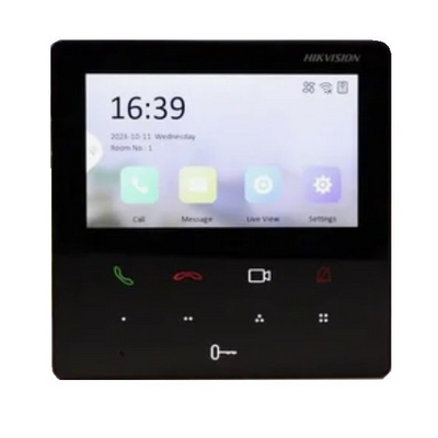 ip-видеодомофон DS-KH6110-Wip-видеодомофон Hikvision DS-KH6110-WE1(Black)E1(Black) - включенный