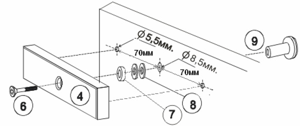 Схема установки ответной части (на примере ML-194K-1)