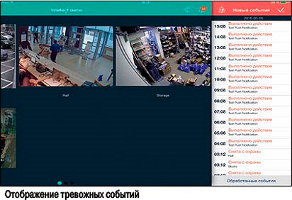 Отображение тревожных событий